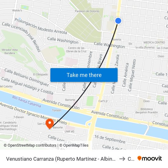 Venustiano Carranza (Ruperto Martínez - Albino Espinosa) to Ceu map