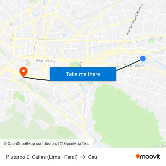 Plutarco E. Calles (Lima - Peral) to Ceu map