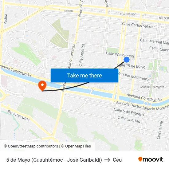 5 de Mayo (Cuauhtémoc - José Garibaldi) to Ceu map