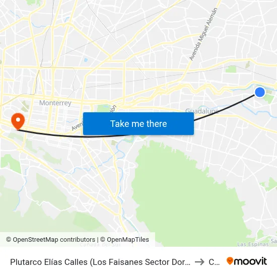 Plutarco Elías Calles (Los Faisanes Sector Dorado) to Ceu map