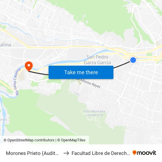 Morones Prieto (Auditorio San Pedro) to Facultad Libre de Derecho de Monterrey map
