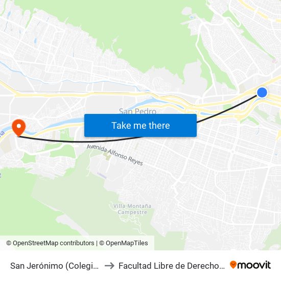 San Jerónimo (Colegio Mexicano) to Facultad Libre de Derecho de Monterrey map