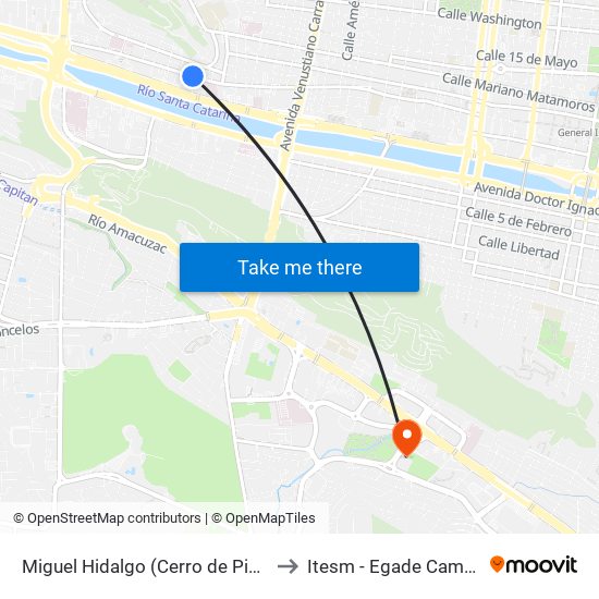 Miguel Hidalgo (Cerro de Picachos - Baudelaire) to Itesm - Egade Campus Monterrey map