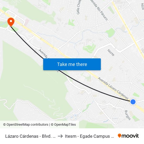 Lázaro Cárdenas - Blvd. Acapulco to Itesm - Egade Campus Monterrey map
