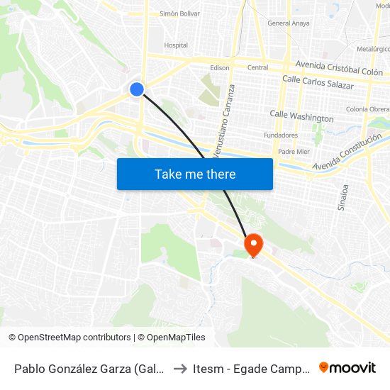 Pablo González Garza (Galerías Monterrey) to Itesm - Egade Campus Monterrey map