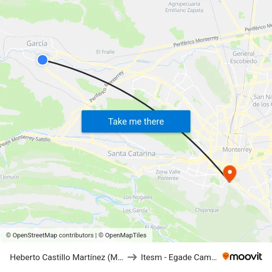 Heberto Castillo Martínez (Mi Tienda Del Ahorro) to Itesm - Egade Campus Monterrey map