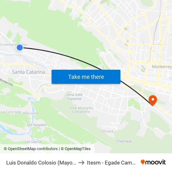 Luis Donaldo Colosio (Mayoreo de Abarrotes) to Itesm - Egade Campus Monterrey map