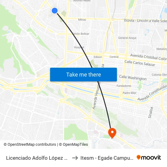 Licenciado Adolfo López Mateos 4616a to Itesm - Egade Campus Monterrey map