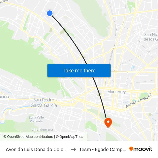 Avenida Luis Donaldo Colosio Murrieta, 662 to Itesm - Egade Campus Monterrey map