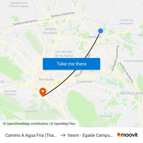 Camino A Agua Fría (Triana - Asturias) to Itesm - Egade Campus Monterrey map
