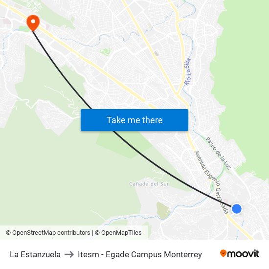 La Estanzuela to Itesm - Egade Campus Monterrey map