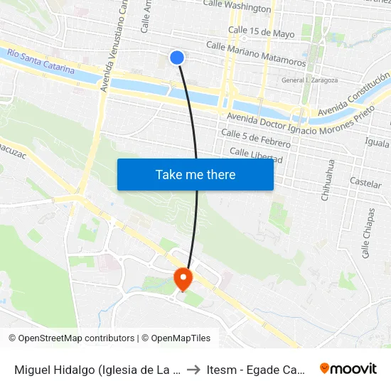 Miguel Hidalgo (Iglesia de La Purísima Concepción) to Itesm - Egade Campus Monterrey map