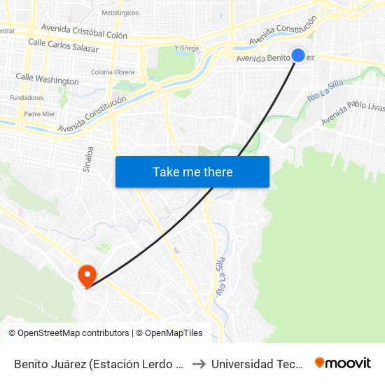 Benito Juárez (Estación Lerdo de Tejada) to Universidad Tecmilenio map