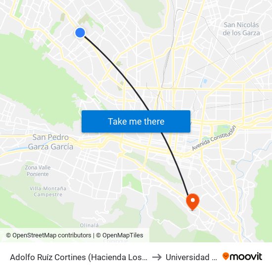 Adolfo Ruíz Cortines (Hacienda Los Pinos - Seguridad Social) to Universidad Tecmilenio map