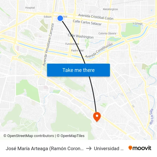 José María Arteaga (Ramón Corona - Ignacio L. Vallarta) to Universidad Tecmilenio map