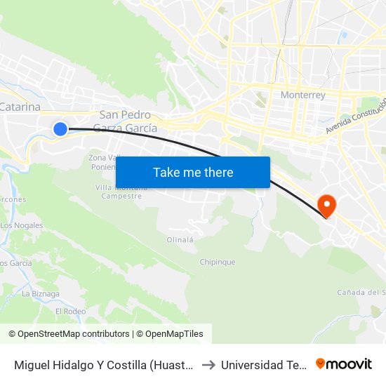 Miguel Hidalgo Y Costilla (Huasteca Del Valle 1) to Universidad Tecmilenio map