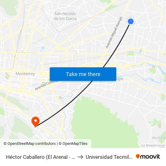 Héctor Caballero (El Arenal - Tala) to Universidad Tecmilenio map