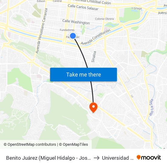 Benito Juárez (Miguel Hidalgo - José María Morelos Y Pavón) to Universidad Tecmilenio map