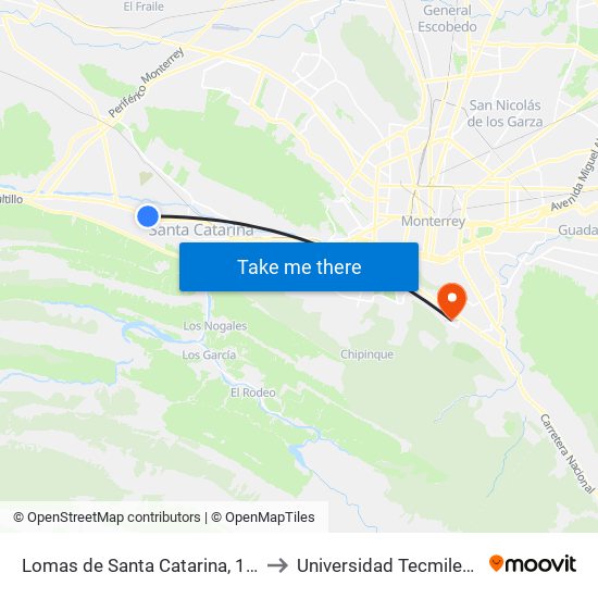 Lomas de Santa Catarina, 111 to Universidad Tecmilenio map