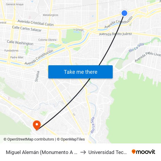 Miguel Alemán (Monumento A La Madre) to Universidad Tecmilenio map