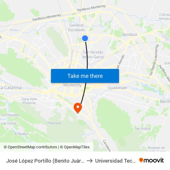 José López Portillo (Benito Juárez - Laredo) to Universidad Tecmilenio map