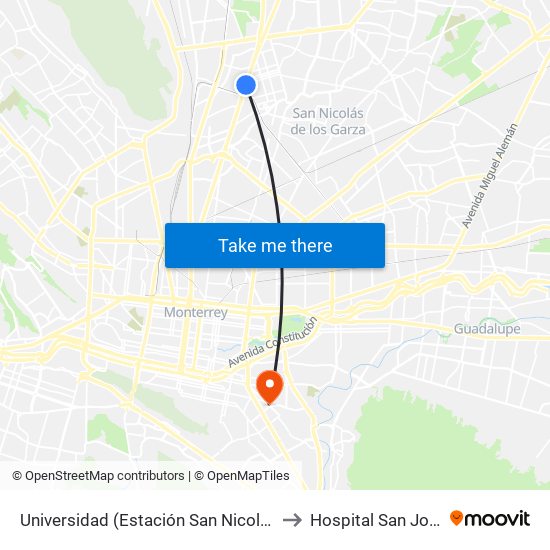 Universidad (Estación San Nicolás) to Hospital San Jose map