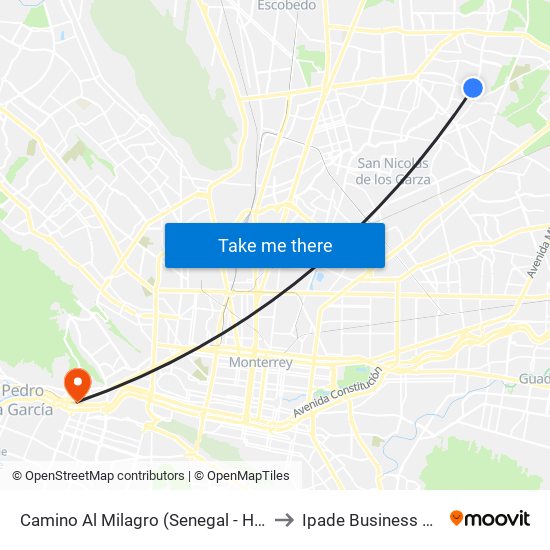 Camino Al Milagro (Senegal - Honduras) to Ipade Business School map