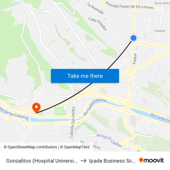 Gonzalitos (Hospital Universitario) to Ipade Business School map