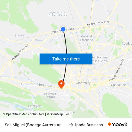 San Miguel (Bodega Aurrera Anillo Periférico) to Ipade Business School map