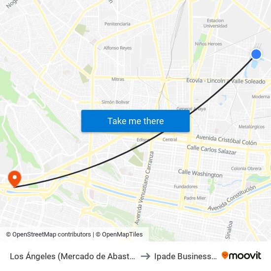 Los Ángeles (Mercado de Abastos Estrella 2) to Ipade Business School map