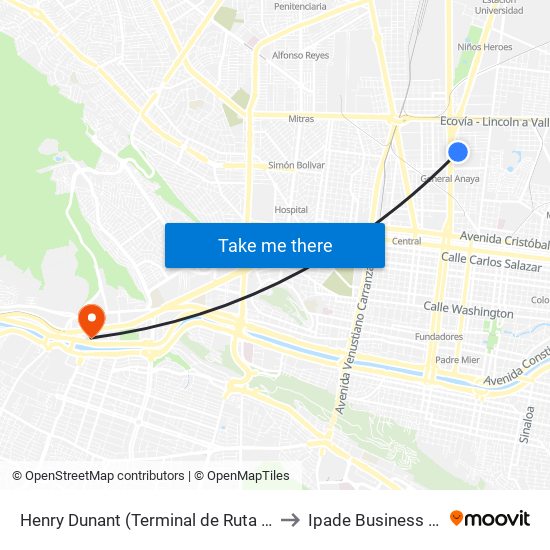 Henry Dunant (Terminal de Ruta 017 & 227) to Ipade Business School map