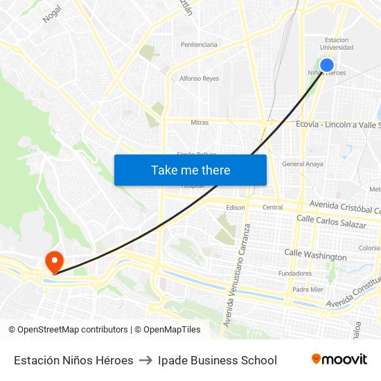 Estación Niños Héroes to Ipade Business School map