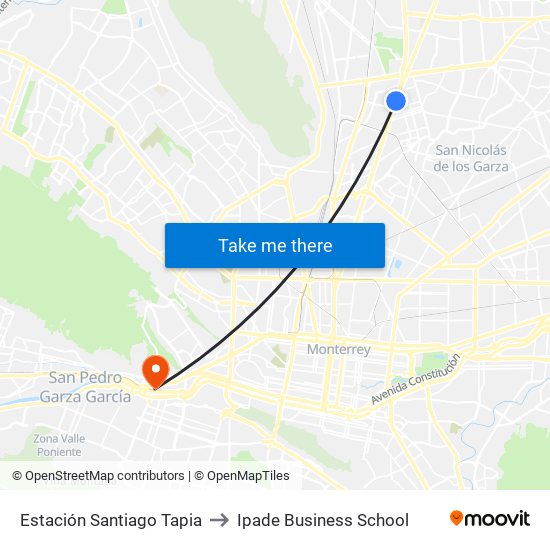 Estación Santiago Tapia to Ipade Business School map