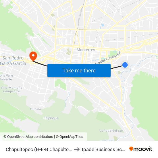 Chapultepec (H-E-B Chapultepec) to Ipade Business School map