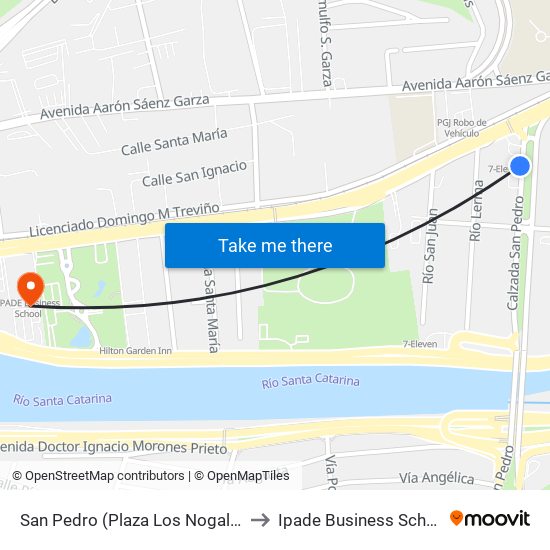 San Pedro (Plaza Los Nogales) to Ipade Business School map