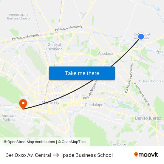 3er Oxxo Av. Central to Ipade Business School map