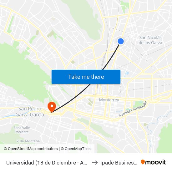 Universidad (18 de Diciembre - Antonio Machado) to Ipade Business School map