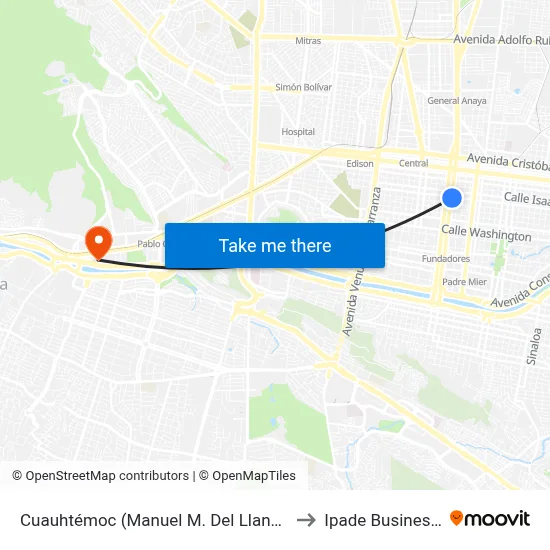 Cuauhtémoc (Manuel M. Del Llano - Santiago Tapia) to Ipade Business School map