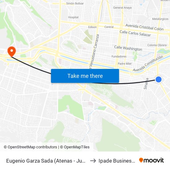Eugenio Garza Sada (Atenas - Junco de La Vega) to Ipade Business School map