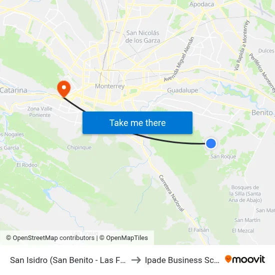San Isidro (San Benito - Las Flores) to Ipade Business School map
