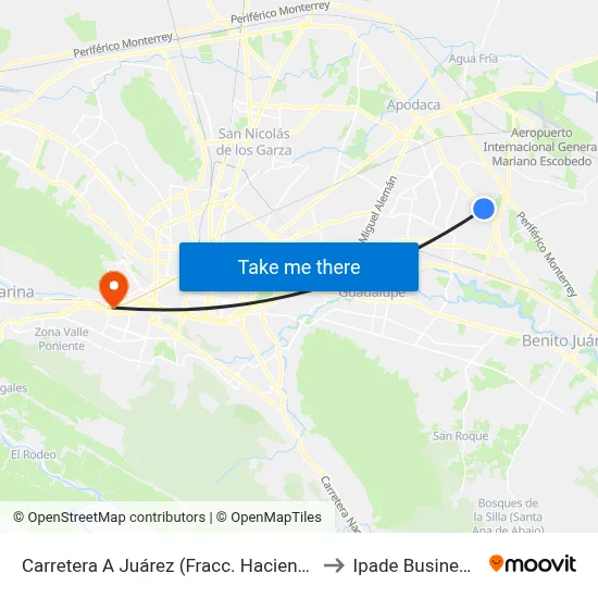 Carretera A Juárez (Fracc. Hacienda El Campanario) to Ipade Business School map