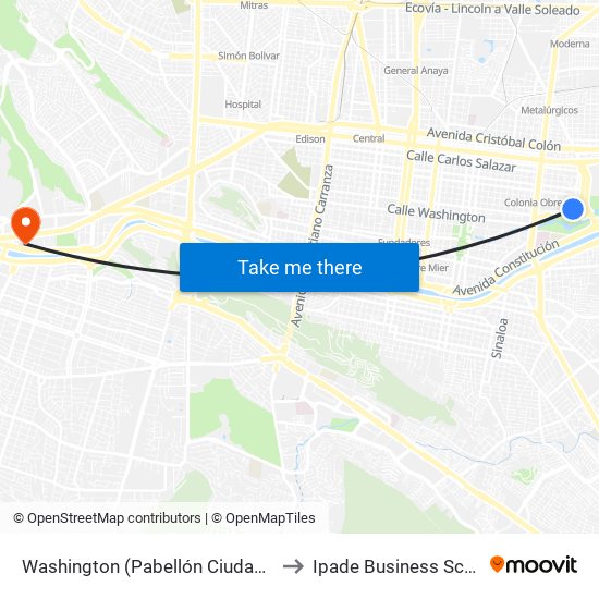 Washington (Pabellón Ciudadano) to Ipade Business School map