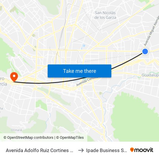 Avenida Adolfo Ruiz Cortines Poniente to Ipade Business School map