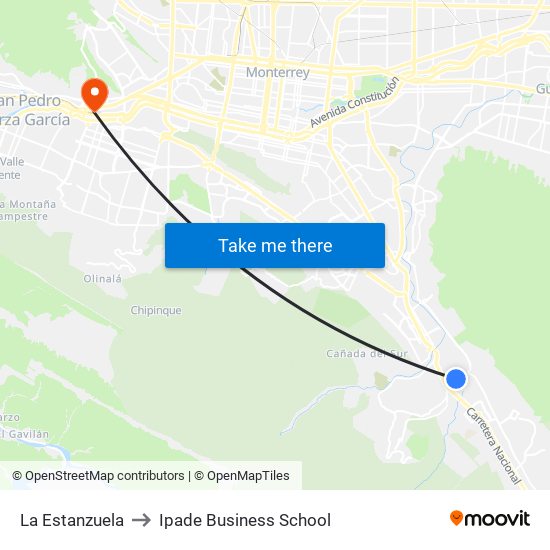 La Estanzuela to Ipade Business School map