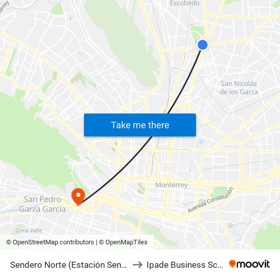 Sendero Norte (Estación Sendero) to Ipade Business School map