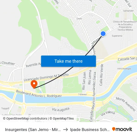 Insurgentes (San Jemo - Mirlos) to Ipade Business School map