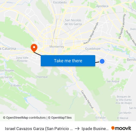 Israel Cavazos Garza (San Patricio - Jardines de La Silla) to Ipade Business School map