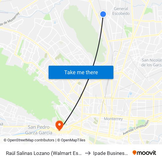 Raúl Salinas Lozano (Walmart Escobedo Norte) to Ipade Business School map