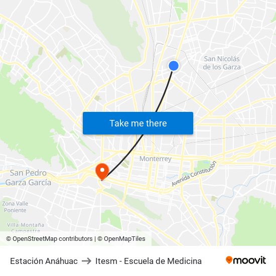 Estación Anáhuac to Itesm - Escuela de Medicina map