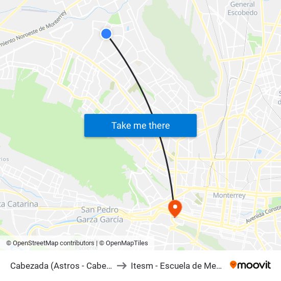 Cabezada (Astros - Cabezada) to Itesm - Escuela de Medicina map